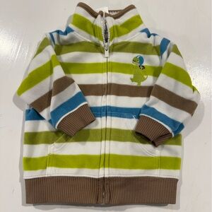 5 for $25 Carter’s just one you striped fleece zip up top green blue dinosaur